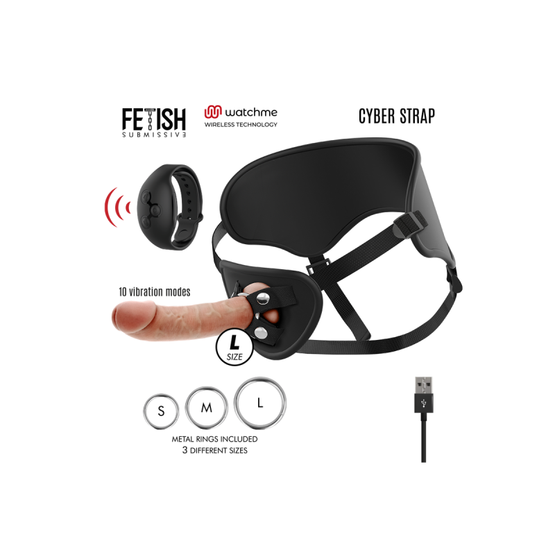 Fetish Submissive Cyber Strap - Harnais Avec Télécommande Dildo
