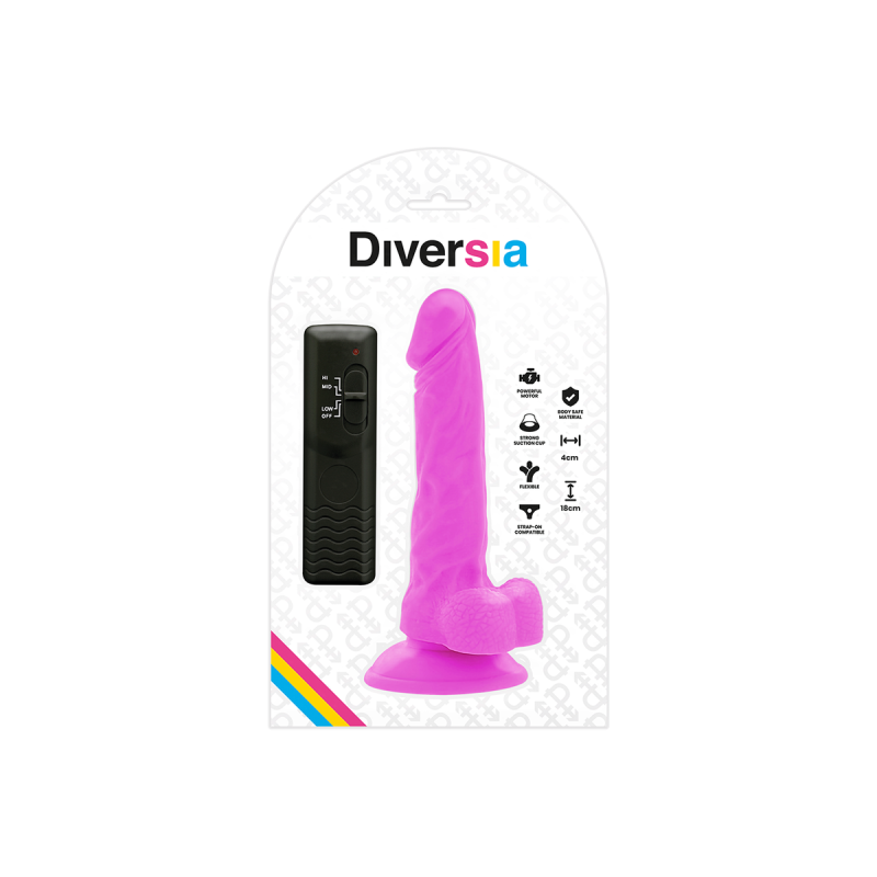 Diversia - Dildo Realístico Flexible Con Vibración Lila 18 Cm - O