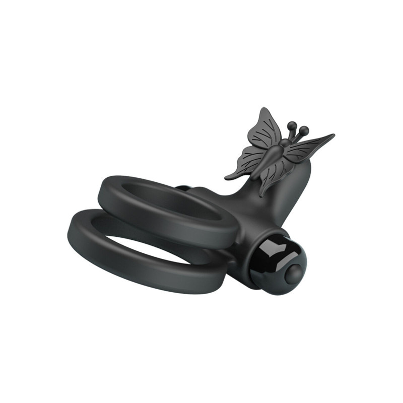 Pretty Love - Doble Anillo Vibrador Con Estimulador Negro | Vybes.it