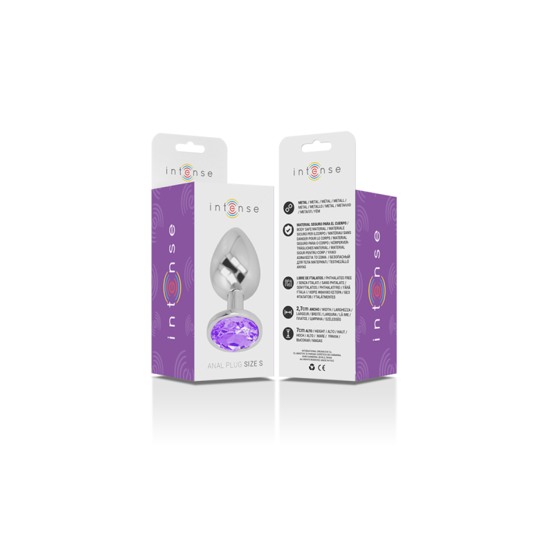 Intense - Plug Anal En Métal Aluminium Avec Cristal Violet Taille S