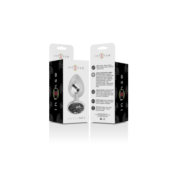 Intense - Plug Anal Metal Aluminio Con Cristal Negro Talla S |