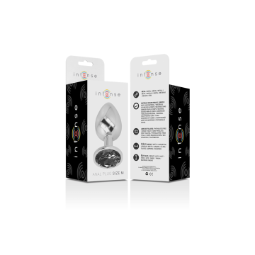 Intense - Plug Anal En Métal Aluminium Avec Verre Noir Taille M |