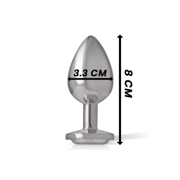 Intense - Plug Anal Metal Aluminio Con Cristal Plata Talla M |