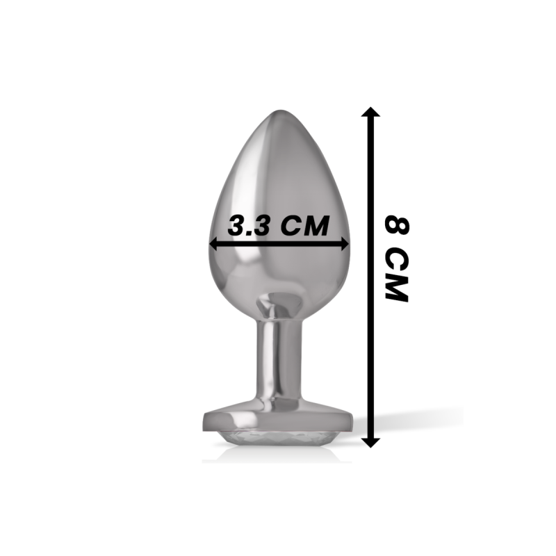 Intense - Plug Anal Metal Aluminio Con Cristal Plata Talla M |