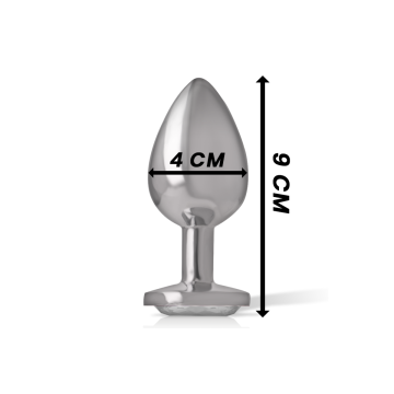 Intense - Plug Anal Metal Aluminio Con Cristal Plata Talla L |