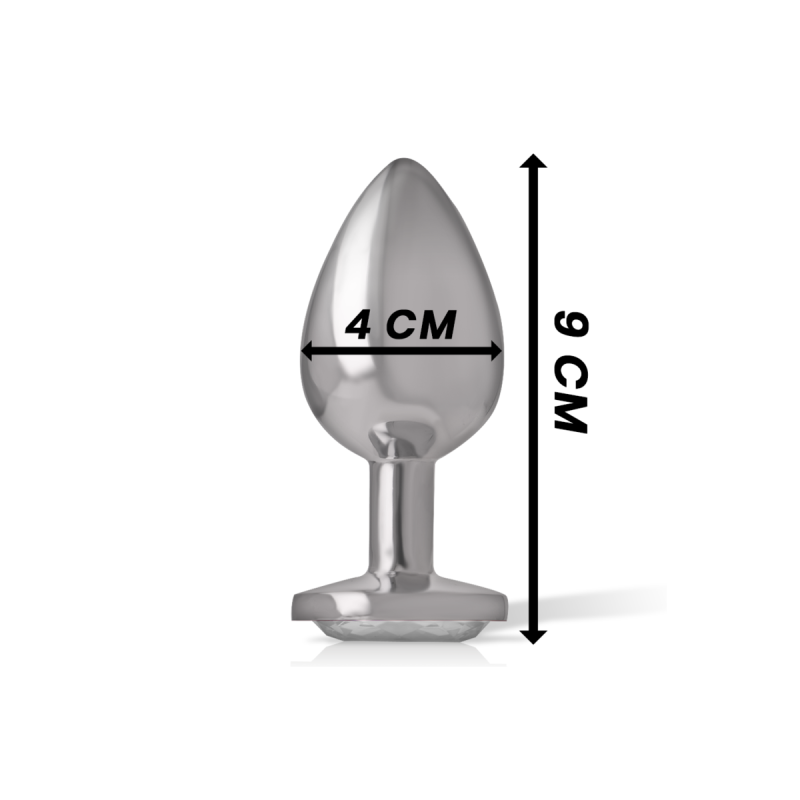 Intense - Plug Anal Metal Aluminio Con Cristal Plata Talla L |
