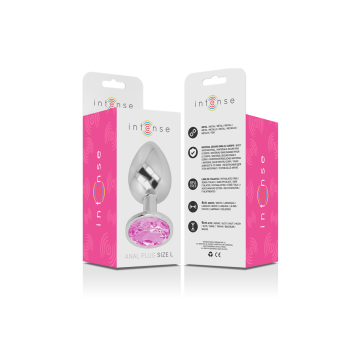 Intense - Plug Anal Metal Aluminio Con Cristal Rosa Talla L |