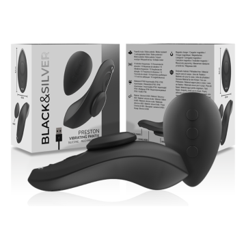 BLACK&SILVER - PRESTON PANTIE MAGNÉTICO VIBRADOR SILICONA REMOTO