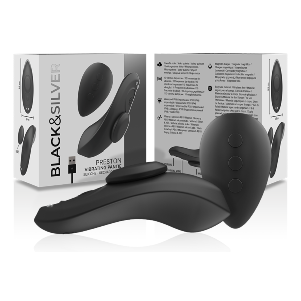 BLACK&SILVER - PRESTON PANTIE MAGNÉTICO VIBRADOR SILICONA REMOTO