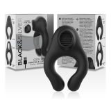 BLACK&SILVER - ANILLO VIBRADOR SILICONA 3 MOTORES RECARGABLE NEGRO