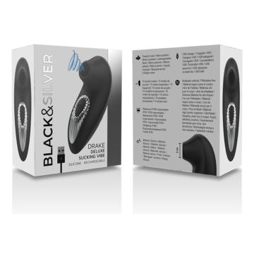 BLACK&SILVER - DRAKE DELUXE SUCKING VIBE SILICONA RECARGABLE NEGRO