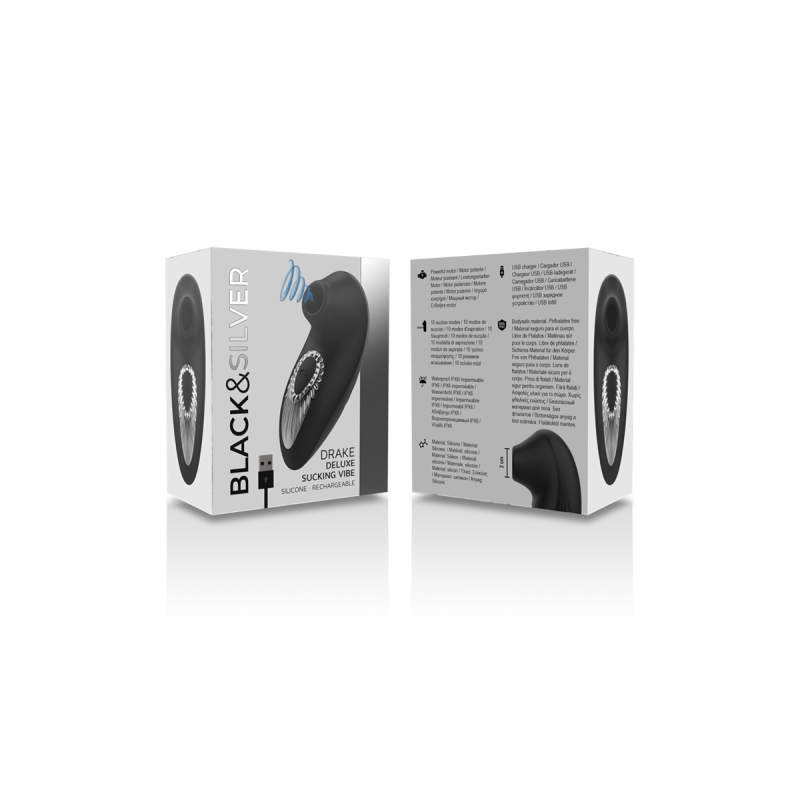 Black&Silver - Drake Deluxe Sucking Vibe Rechargeable Silicone
