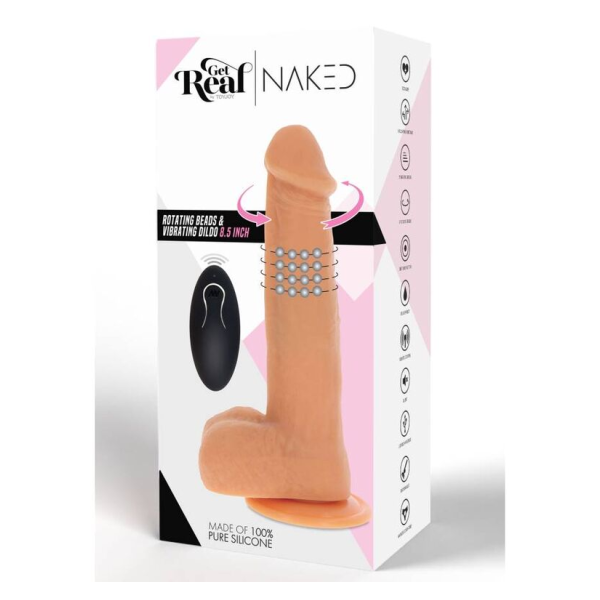 GET REAL - PELLE DILDO VIBRANTE CON PERLINE ROTANTI