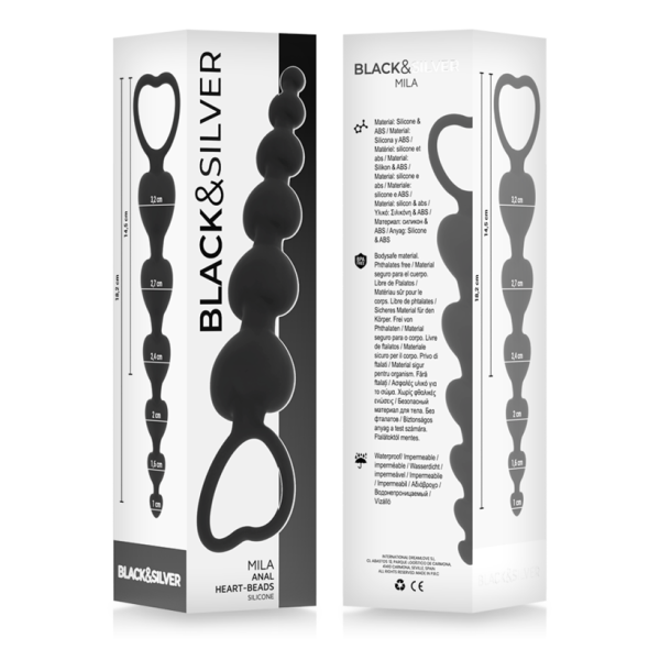 BLACK&SILVER - MILA CADENA ANAL DE CORAZONES 18 CM