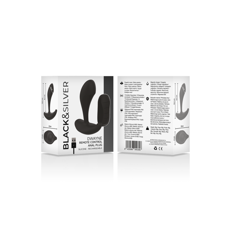 Black&Silver - Telecomando In Silicone Plug Anale Dwayne | Vybes.it