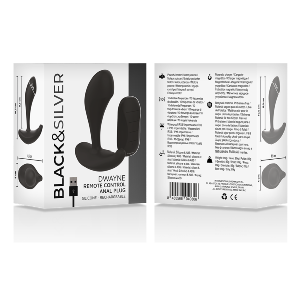 BLACK&SILVER - DWAYNE PLUG ANAL SILICONA CONTROL REMOTO