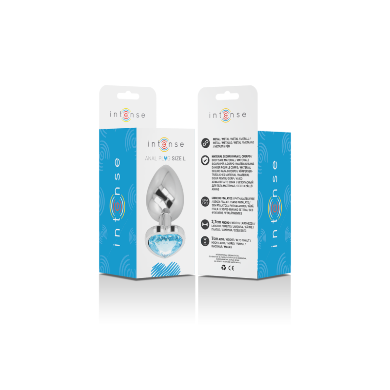 Intense - Plug Anal Métal Aluminium Coeur Bleu Taille L | Vybes.it