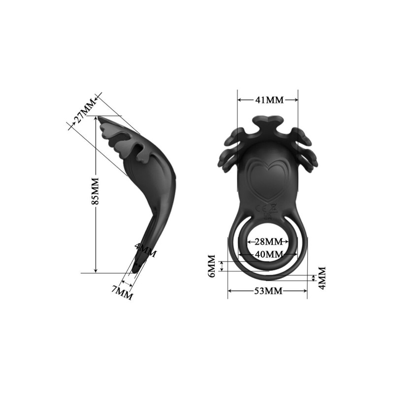 Pretty Love - Ruben Anillo Vibrador 7 Vibraciones Silicona Negro |