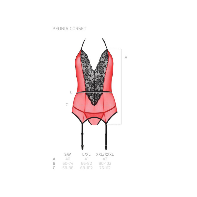 PASSION - CORSETTO PEONIA LINEA EROTICA ROSSO S/M - PASSION WOMAN - /…