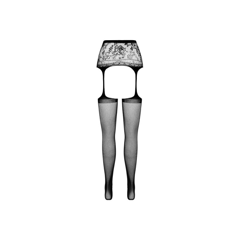 PASSION - COLLANT NOIR AVEC JARRETIÈRE S028 TAILLE UNIQUE - PASSION W…
