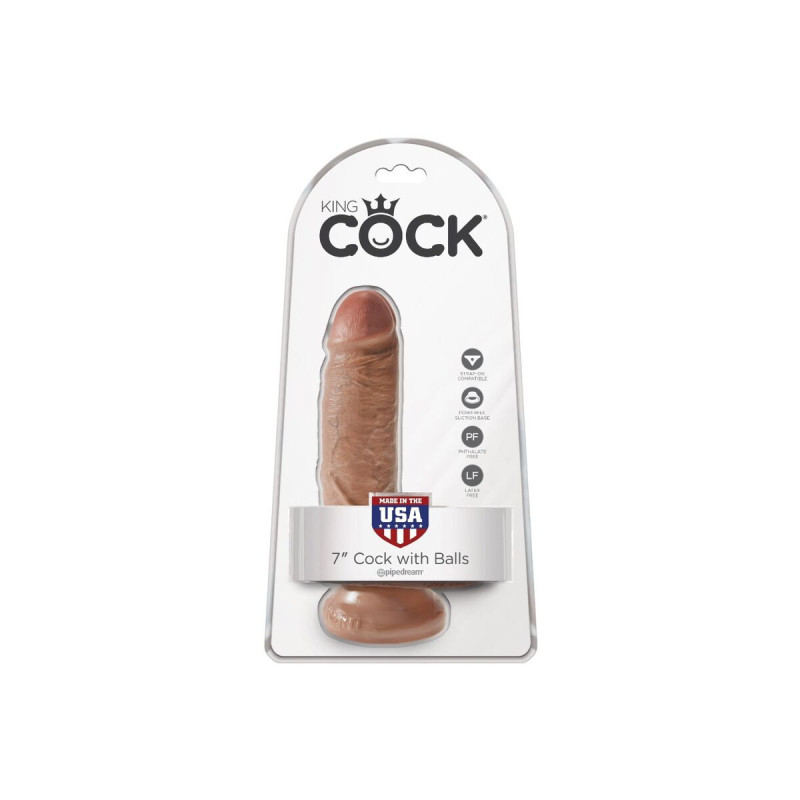 King Cock - Realistic Penis With Balls 13.2 Cm Caramel | Vybes.it