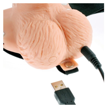 FETISH FANTASY SERIES - HARNAIS RÉGLABLE TÉLÉCOMMANDE PÉNIS RÉALISTE AVEC TESTICULES RECHARGEABLES ET VIBRATEUR 15 CM