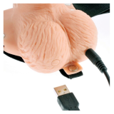 FETISH FANTASY SERIES - HARNAIS RÉGLABLE TÉLÉCOMMANDE PÉNIS RÉALISTE AVEC TESTICULES RECHARGEABLES ET VIBRATEUR 15 CM