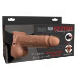 FETISH FANTASY SERIES - ADJUSTABLE HARNESS REALISTIC PENIS WITH BALLS RECHARGEABLE AND VIBRATOR 17.8 CM