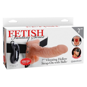 FETISH FANTASY SERIES - ADJUSTABLE HARNESS REMOTE CONTROL REALISTIC PENIS WITH TESTICLES 17.8 CM