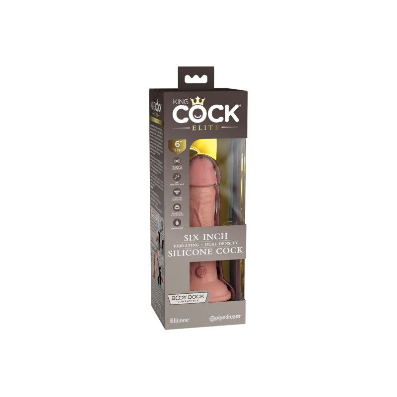 King Cock - Elite Dildo Realistico Vibrante E Silicone 15.2 Cm |