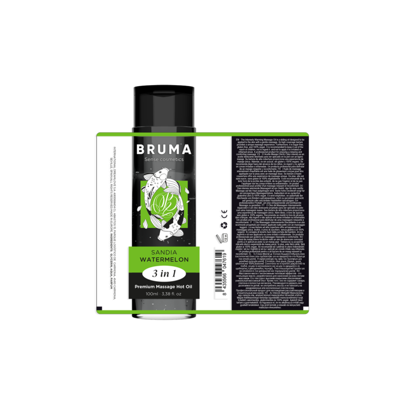 BRUMA - OLIO DA MASSAGGIO PREMIUM EFFETTO CALORE SAPORE ANGURIA 3 IN…