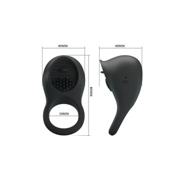 Pretty Love - Anillo Vibrador Para Pene Con Lengua Negro | Vybes.it