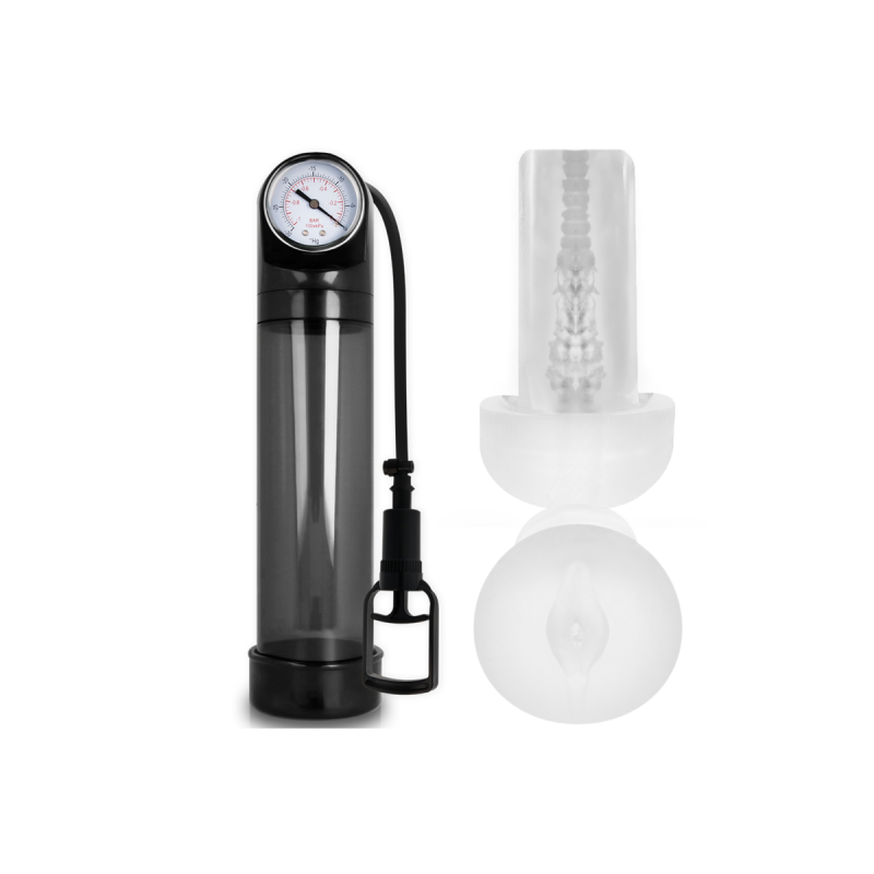 Pump Addicted - Bomba Erección Rx9 Negro Con Masturbador | Vybes.it
