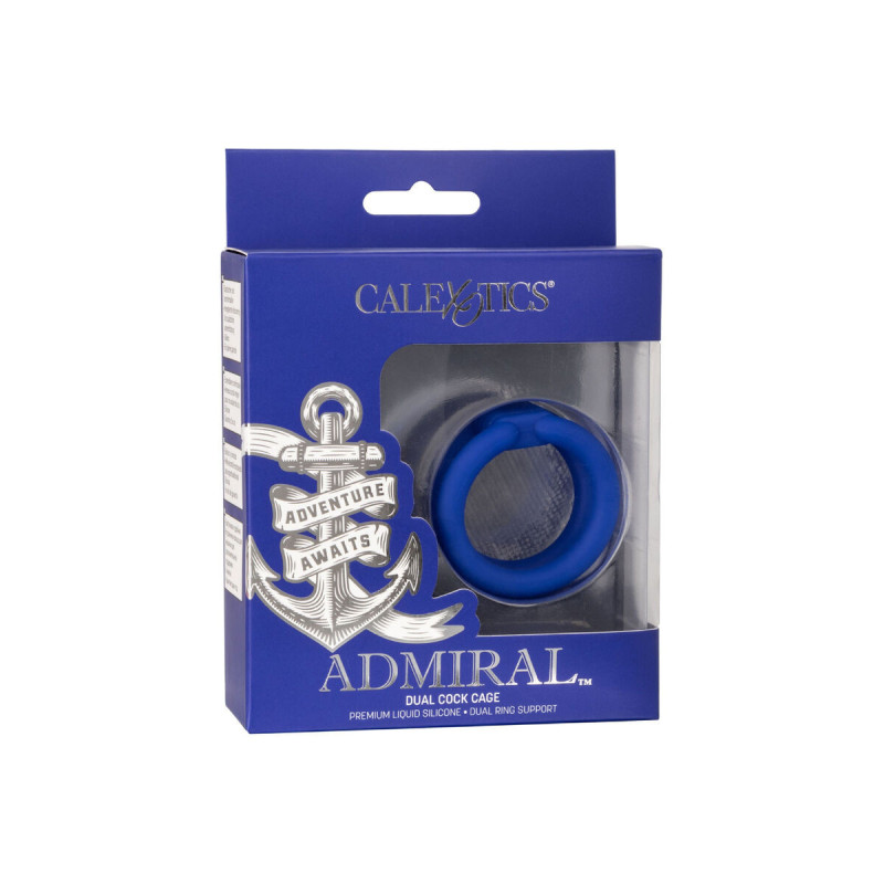 CALEXOTICS - ADMIRAL DUAL COCK CAGE BLUE - Cockrings without vibration