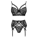 LIVCO CORSETTI FASHION - MORIDAM LC 90552 SUJETADOR + LIGUERO + PANTY NEGRO L/XL