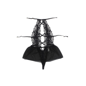 Subblime - Teddy Cuello Halter Espalda Descubierta Encaje Negro S/M