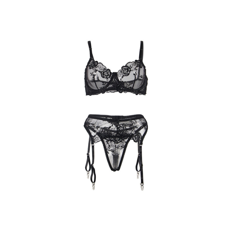 Subblime - Ensemble 3 Pièces Soutien - Gorge + String + Jarretière