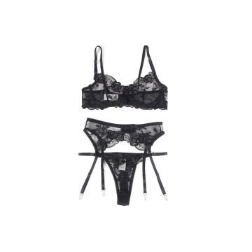 Subblime - Set De 3 Piezas Sujetador + Tanga + Liga Estampado
