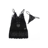Subblime - Babydoll Con Tirantes Ajustables De Encaje Negro S/M |