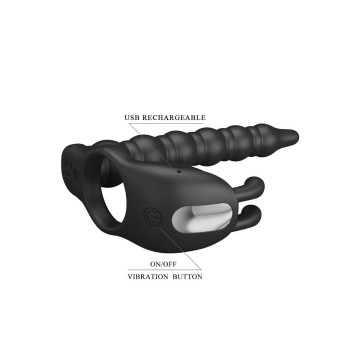 Pretty Love - Blackney Anillo Pene Con Plug Vibrador Negro |