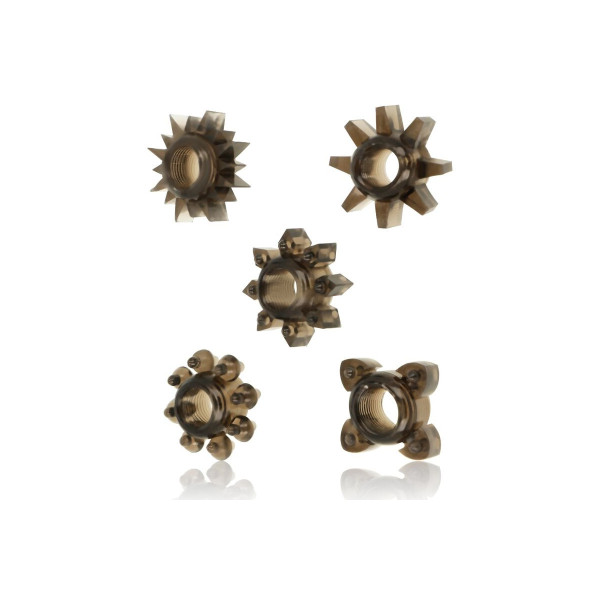OHMAMA - SET 5 ANILLOS SILICONA TESTÍCULOS Y PENE