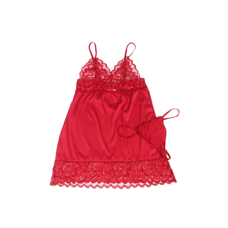 Subblime - Babydoll Satinado Con Encaje Rojo L/Xl | Vybes.it