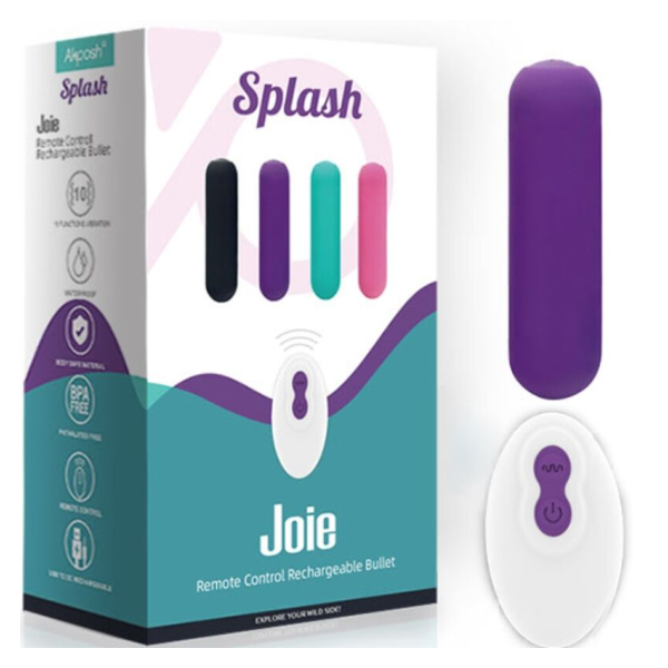 ARMONY - SPLASH JOIE BALA VIBRADORA SILICONA CONTROL REMOTO 10 VIBRACIONES 75 X 19 CM MORADO