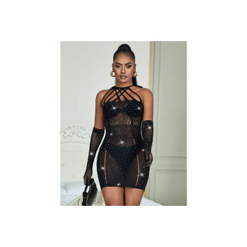 Subblime - 952235 Vestido De Rejilla Con Brillantes Negro Talla