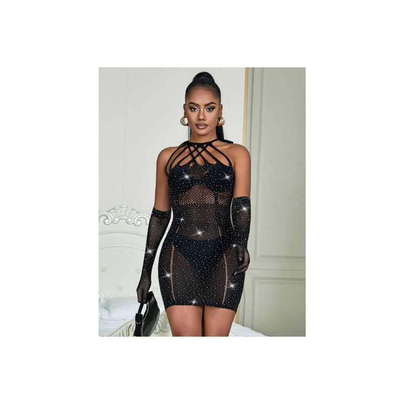 Subblime - 952235 Netzkleid Mit Strass Schwarz Einheitsgrösse |