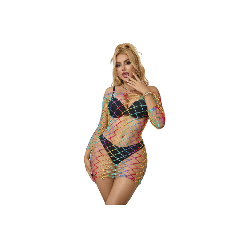 SUBBLIME - 952426 VESTITO A RETE MANICA LUNGA ARCOBALENO TAGLIA UNICA…
