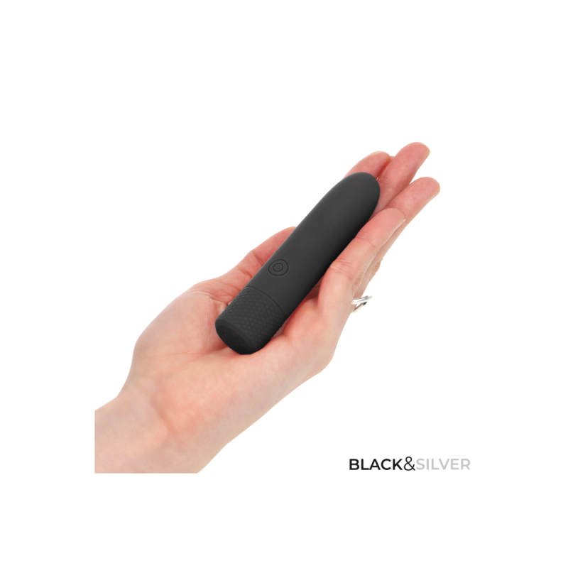 Black & Silver - Geri Bullet Vibrant Rechargeable Usb 8 Vibrations
