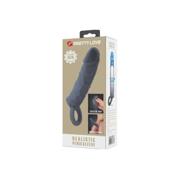 Pretty Love - Funda De Pene De Piel Realística Gris Oscuro |