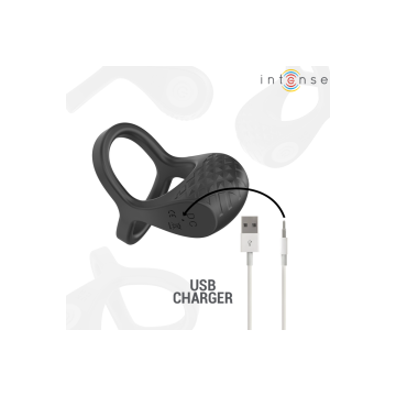 Intense - Alex Anillo Doble Vibrador Pene 10 Vibraciones Negro |
