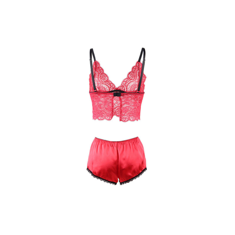 Subblime - 953898 Nachthemd + Höschen Aus Seide Und Spitze Rot S/M